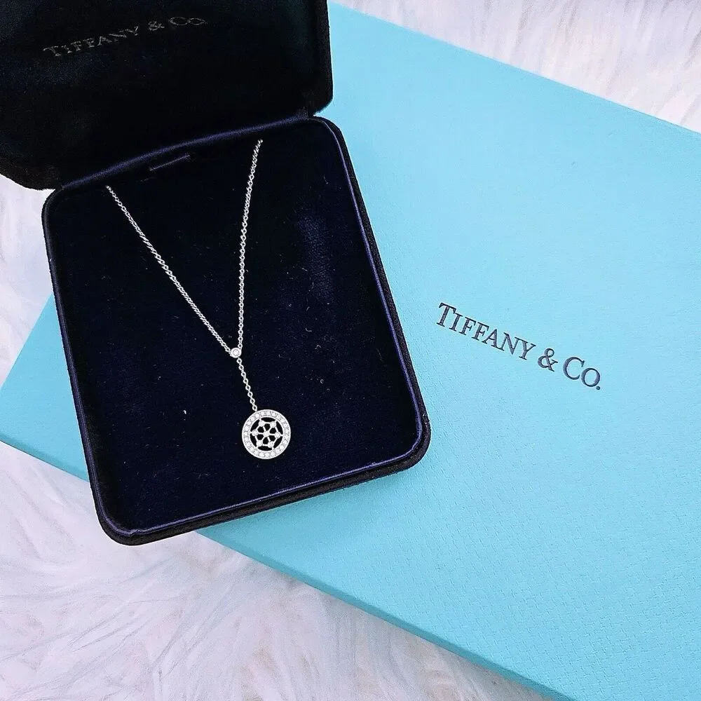 🧧SOLD🎋 RARE Tiffany & Co. Platinum Pt950 Diamond Voile Lariat Necklace 16” - Picture 9 of 9